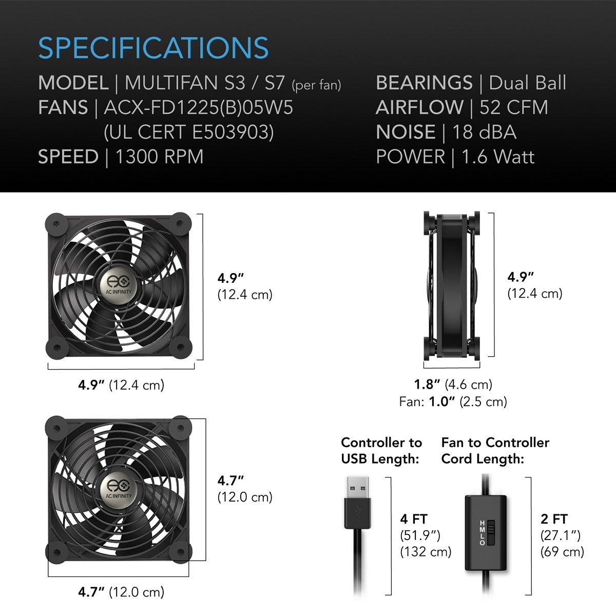 Ventilateur ultra silencieux AC Infinity Multifan S3 120mm