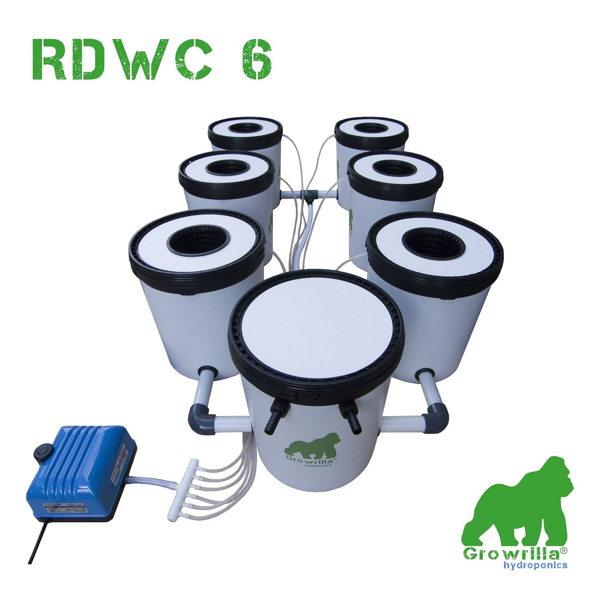 Le kit de culture Hydroponique Growrilla RDWC 6 pour tente de culture de 150x150x200cm